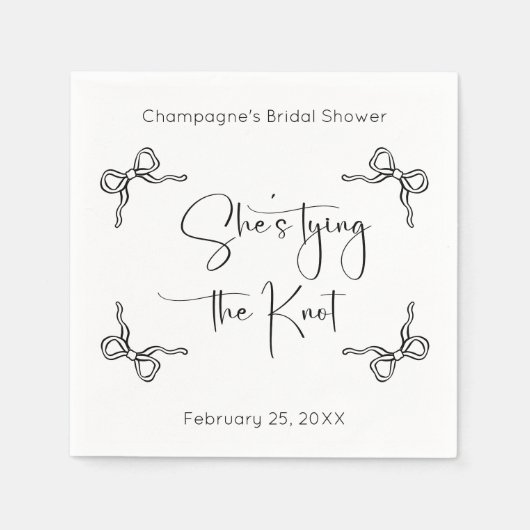 Ze bindt het Knot Modern Script-Vrijgezellenfeest Servet (Voorkant)