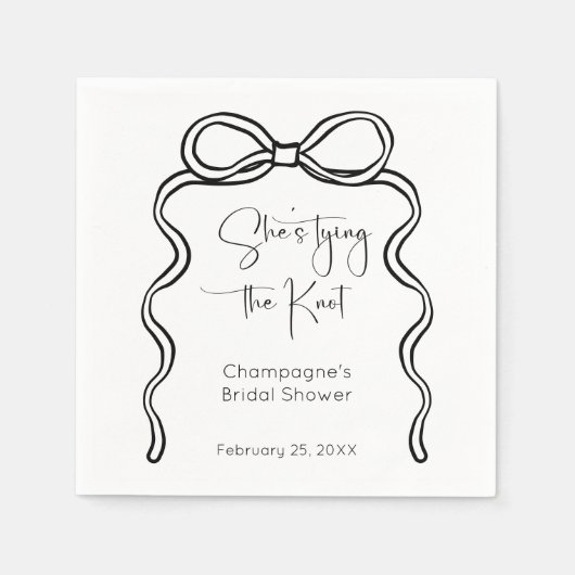 Ze bindt het Knot Modern Script-Vrijgezellenfeest Servet (Voorkant)