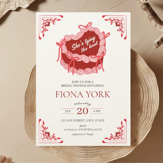 Ze bindt het Knot Retro Hart Rood Vrijgezellenfees Kaart