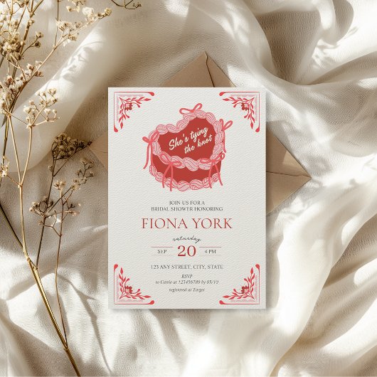 Ze bindt het Knot Retro Hart Rood Vrijgezellenfees Kaart