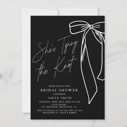 Ze bindt het Know Black Bow Vrijgezellenfeest Kaart (Voorkant)