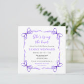 Ze bindt het Paarse lint Vrijgezellenfeest van de  Kaart (Staand voorkant)