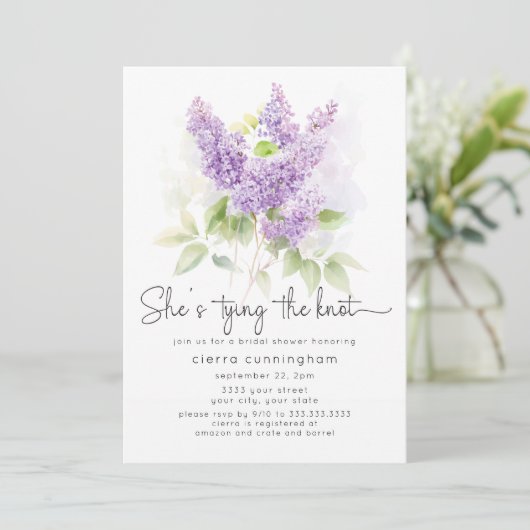 Ze bindt het Paarse Vrijgezellenfeest van de knoop Kaart (Staand voorkant)