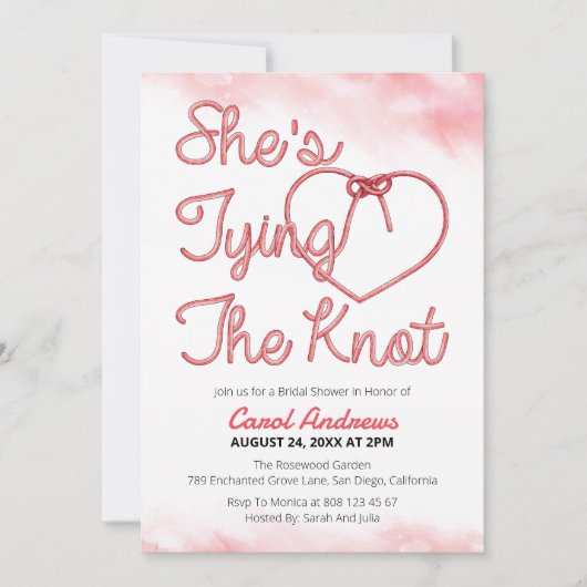 Ze bindt het Pink Rope Heart Vrijgezellenfeest aan Kaart (Voorkant)