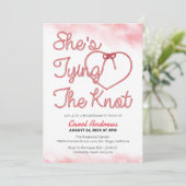 Ze bindt het Pink Rope Heart Vrijgezellenfeest aan Kaart (Staand voorkant)