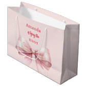 Ze bindt het roze knoop Vrijgezellenfeest Groot Cadeauzakje (Voorkant Gekanteld)