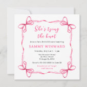 Ze bindt het roze lint Vrijgezellenfeest Kaart (Voorkant)