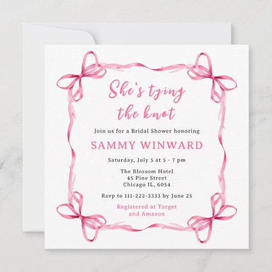 Ze bindt het roze lint Vrijgezellenfeest Kaart (Voorkant)