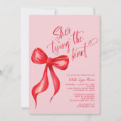 Ze bindt het Roze Rode Knoop Vrijgezellenfeest Kaart (Voorkant)