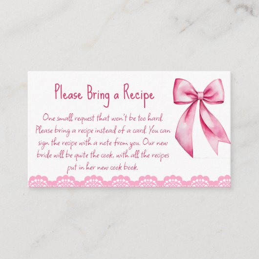 Ze bindt het roze strikje recept vast informatiekaartje (Voorkant)