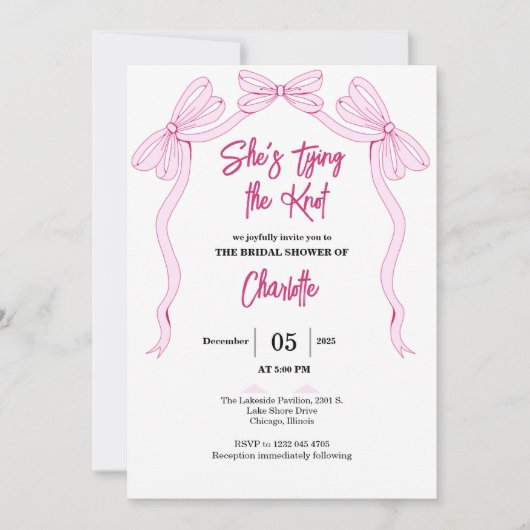 Ze bindt het simpele roze Vrijgezellenfeest van de Kaart (Voorkant)