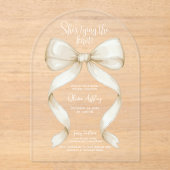 Ze bindt het Vrijgezellenfeest van de knoopboog Acryl Uitnodigingen (Voorkant)