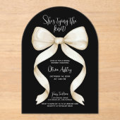 Ze bindt het Vrijgezellenfeest van de knoopboog Acryl Uitnodigingen (Voorkant)