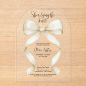 Ze bindt het Vrijgezellenfeest van de knoopboog Acryl Uitnodigingen (Voorkant)