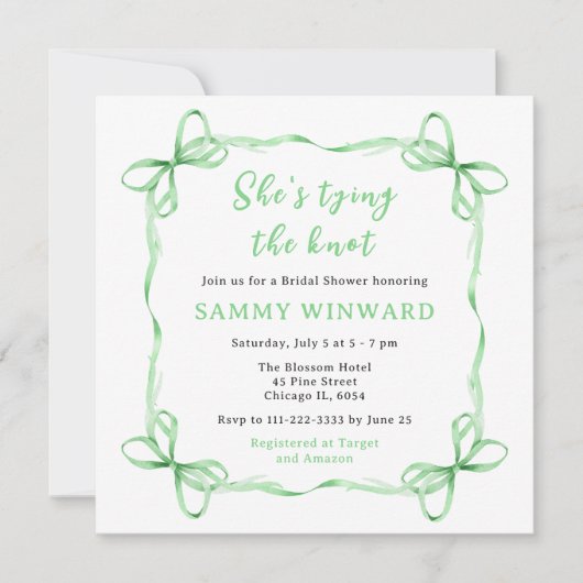 Ze bindt het Vrijgezellenfeest van het groene lint Kaart (Voorkant)