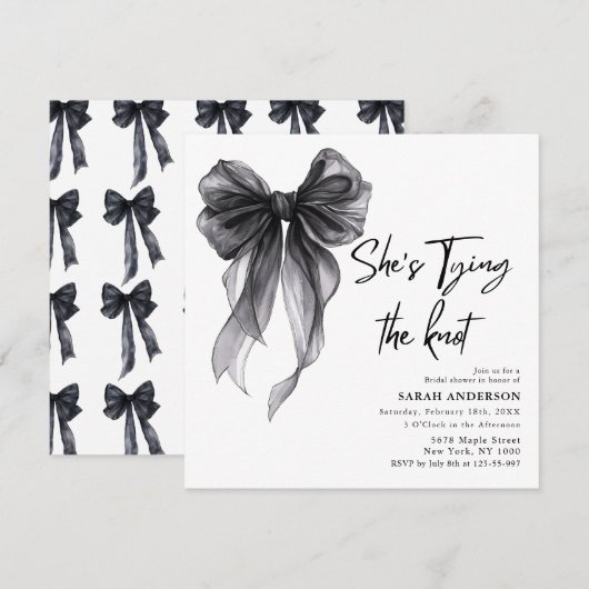 Ze bindt het zwarte Vrijgezellenfeest van de knoop Kaart (Voorkant / Achterkant)