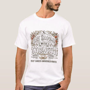 Ze Bloeit Met Kracht Vintage Lettering Borst T-shirt