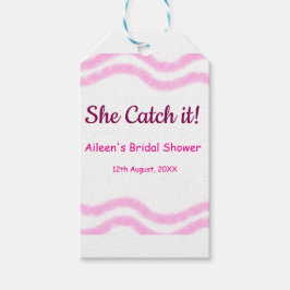 Ze Catch it roze spiraal waterverf lijnen bruids Cadeaulabel