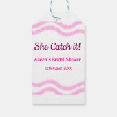 Ze Catch it roze spiraal waterverf lijnen bruids Cadeaulabel (Achterkant)