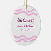 Ze Catch it roze spiraal waterverf lijnen bruids Keramisch Ornament (Rechts)