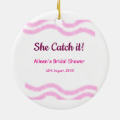 Ze Catch it roze spiraal waterverf lijnen bruids Keramisch Ornament (Achterkant)