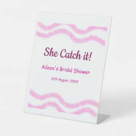 Ze Catch it roze spiraal waterverf lijnen bruids Reclamebord Met Voetstuk