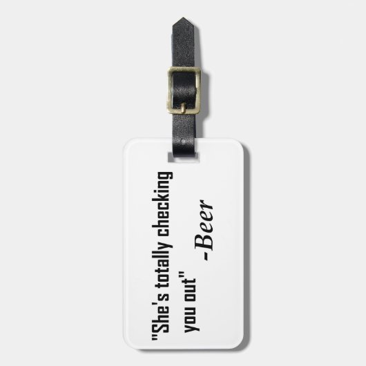 "Ze controleert je helemaal uit" - Bier Bagagelabel (Voorkant verticaal)