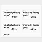 "Ze controleert je helemaal uit" - Bier Rechthoekige Sticker (Vel)