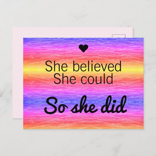 Ze dacht dat ze het kon, dus deed ze de kleurrijke briefkaart (Voorkant / Achterkant)