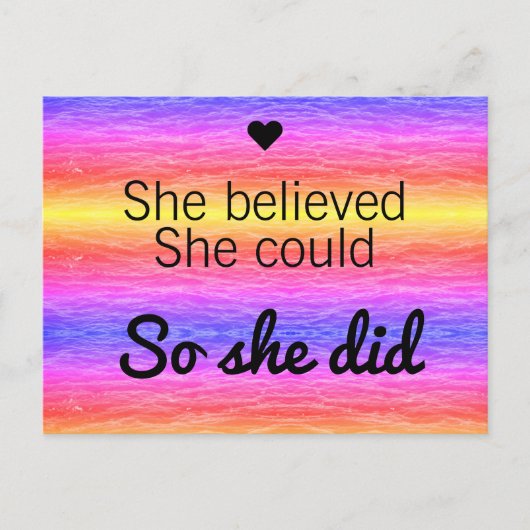 Ze dacht dat ze het kon, dus deed ze de kleurrijke briefkaart (Voorkant)