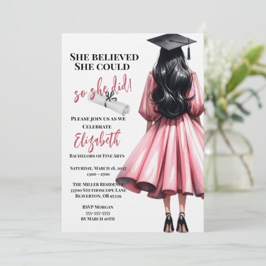 Ze dacht dat ze het kon, dus ze deed Afstuderen Kaart (Staand voorkant)