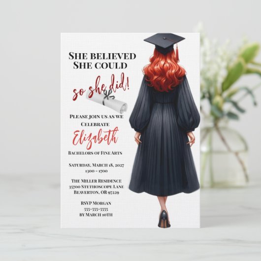 Ze dacht dat ze het kon, dus ze deed Afstuderen Kaart (Staand voorkant)