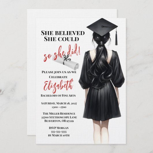 Ze dacht dat ze het kon, dus ze deed Afstuderen Kaart (Voorkant / Achterkant)