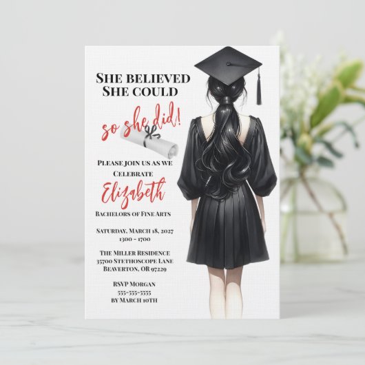 Ze dacht dat ze het kon, dus ze deed Afstuderen Kaart (Staand voorkant)