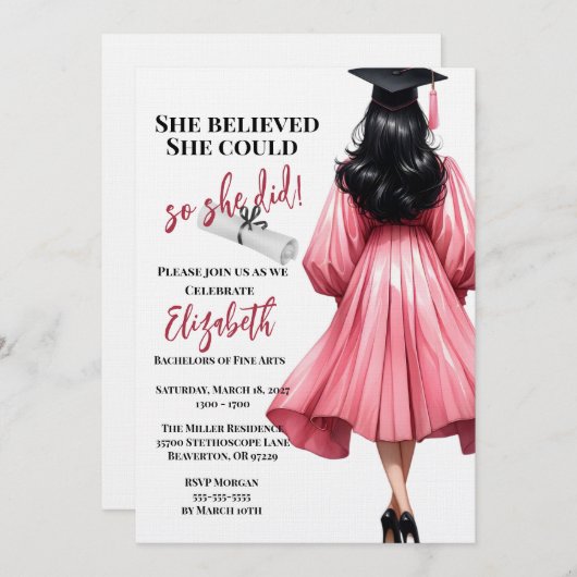 Ze dacht dat ze het kon, dus ze deed Afstuderen Kaart (Voorkant / Achterkant)