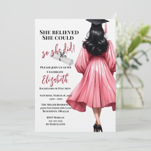 Ze dacht dat ze het kon, dus ze deed Afstuderen Kaart (Staand voorkant)