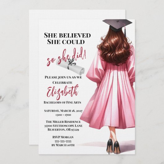 Ze dacht dat ze het kon, dus ze deed Afstuderen Kaart (Voorkant / Achterkant)