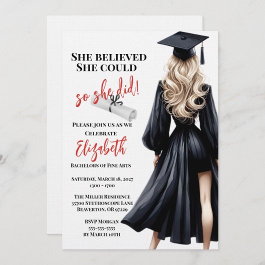 Ze dacht dat ze het kon, dus ze deed Afstuderen Kaart (Voorkant / Achterkant)