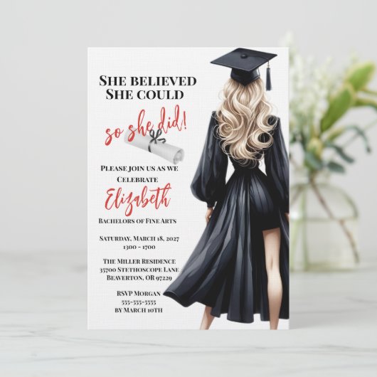 Ze dacht dat ze het kon, dus ze deed Afstuderen Kaart (Staand voorkant)