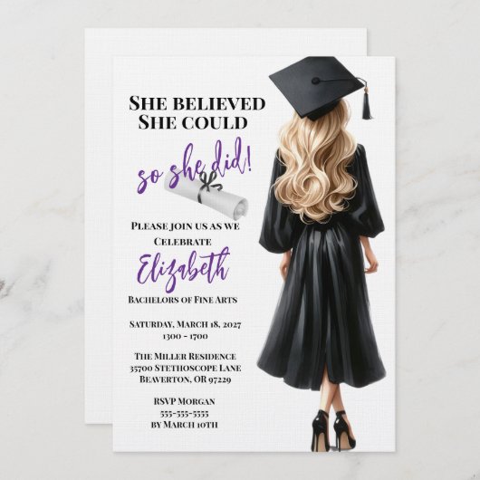 Ze dacht dat ze het kon, dus ze deed Afstuderen Kaart (Voorkant / Achterkant)