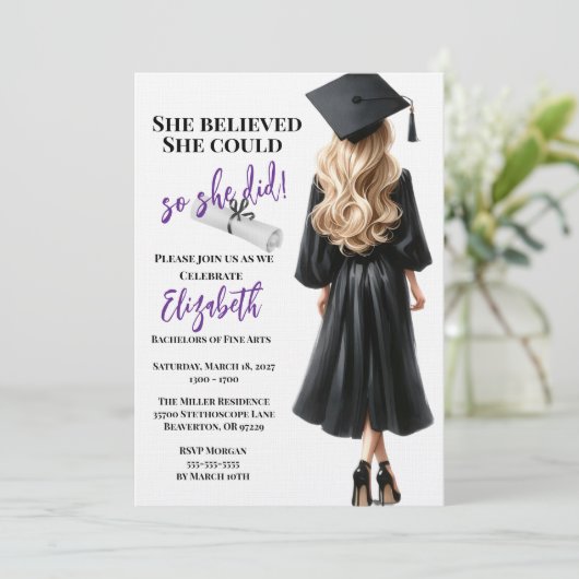 Ze dacht dat ze het kon, dus ze deed Afstuderen Kaart (Staand voorkant)