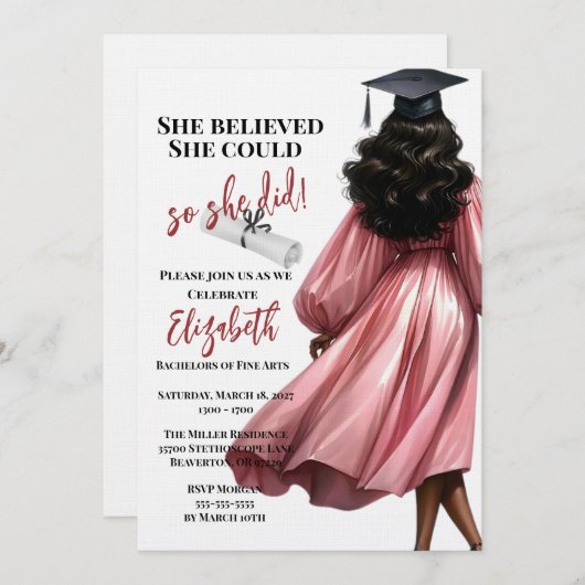 Ze dacht dat ze het kon, dus ze deed Afstuderen Kaart (Voorkant / Achterkant)