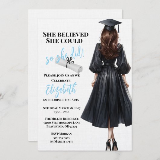 Ze dacht dat ze het kon, dus ze deed Afstuderen Kaart (Voorkant / Achterkant)