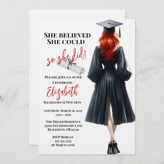 Ze dacht dat ze het kon, dus ze deed Afstuderen Kaart (Voorkant / Achterkant)