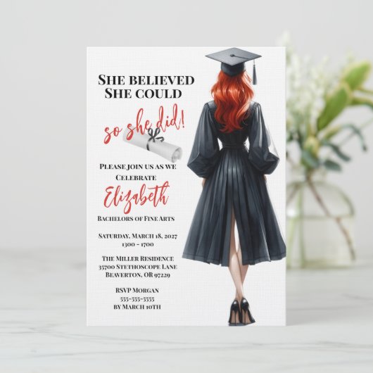 Ze dacht dat ze het kon, dus ze deed Afstuderen Kaart (Staand voorkant)