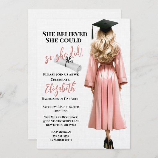 Ze dacht dat ze het kon, dus ze deed Afstuderen Kaart (Voorkant / Achterkant)