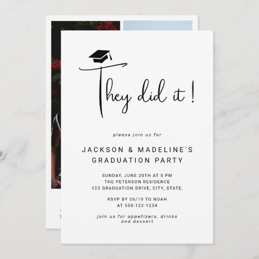 Ze deden het script Minimal Photo Double Afstudere Kaart (Voorkant / Achterkant)