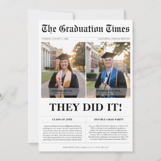 Ze deden het Twins Afstudeerder Party krantenfoto Kaart (Voorkant)