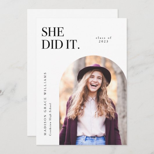 Ze deed de aankondiging van het Afstuderen White A (Voorkant / Achterkant)