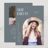 Ze deed de aankondiging van het blauwe Afstuderen. (Voorkant / Achterkant)